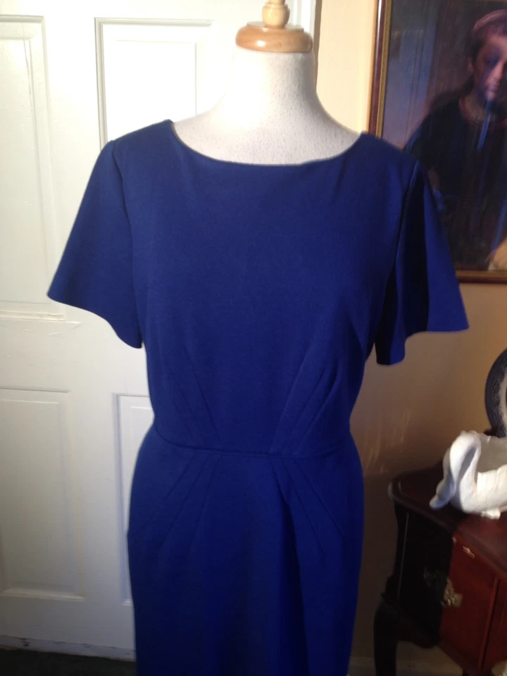 VESTIDO VAINA TAHARI ASL JERSEY AZUL-TALLA 12-HERMOSO ESTILO ELEGANTE-UN CLÁSICO!!! Foto 3 de 4