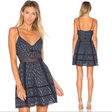 NWT Revolve NBD Miley Fit N Flare Dress In Navy/Gold Women's Size XS