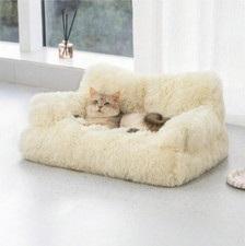 Pet Couch Bed Washable Cat Beds Fluffy Cat Sofa for Medium Dog Non-Slip Yellow