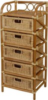 Rattan-Kommode Badregal 5 SchubfäCher Rattan Regal Standregal 5 SchüBe (Honig)