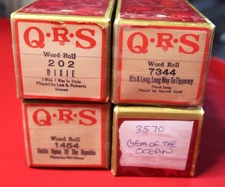 QRS 4 Patriotic Piano Player Rolls Dixie Tipperary Battle Hymn Gem Of Ocean