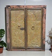 Antik Holz Wand Dekor Fenster Verkleidung Rahmen Original Alte Messing Tailliert