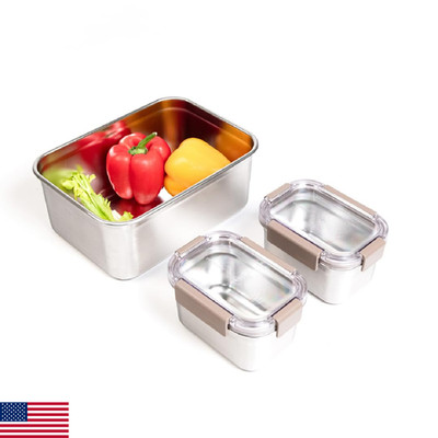LocknLock Stainless Steel Food Storage Containers with Lids, Metal Lunch Boxes, 