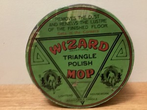 Wizard Triangle Polish Mop Vintage Tin Wizard Products Co. Chicago Illinois 