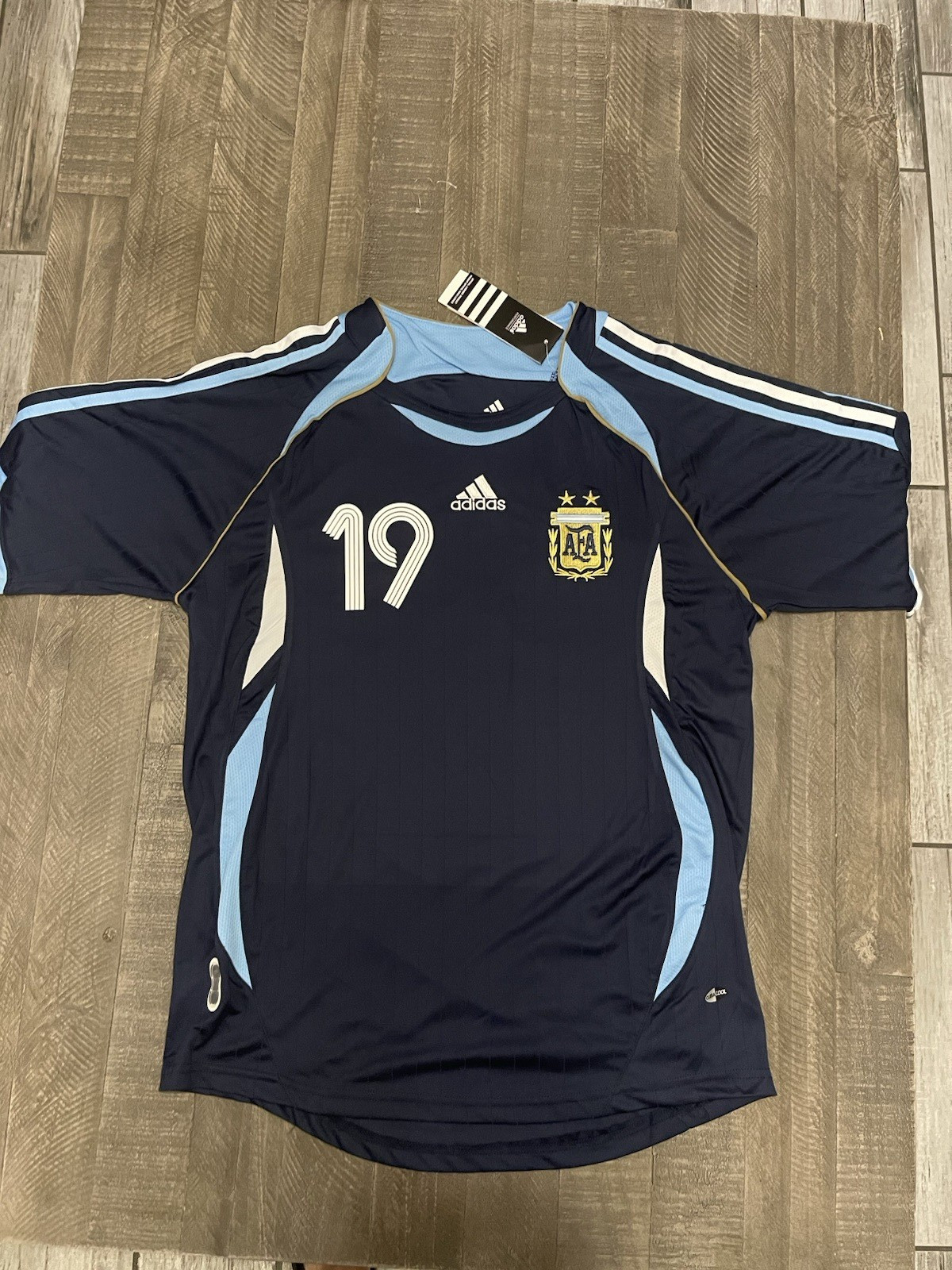 Argentina 2006 Away Jersey Lionel Messi #19 Dark Blue Retro World Cup Size Large