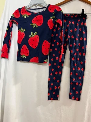 New Carter's Girls Strawberry Pajama 2pc Set Snug fit Long Sleeve Pants Toddler