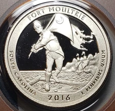 2016-S FORT MOULTRIE Nat'l Parks Gem Proof Clad Quarter ATB