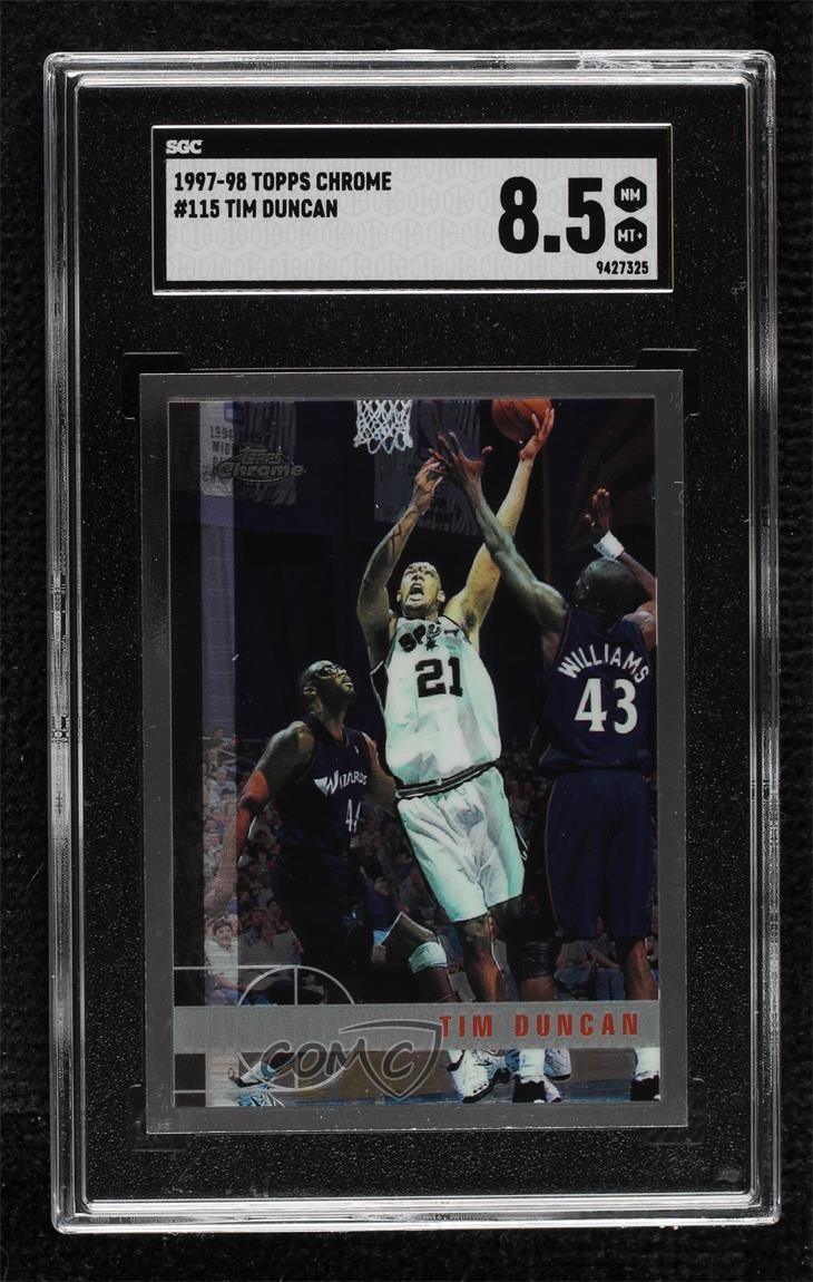 1997-98 Topps Chrome Tim Duncan #115 SGC 8.5 HOF tp9