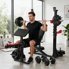900LBS 6 in 1 Olympic Weight Bench Set w/Squat Rack & Leg Extension Preacher Cur