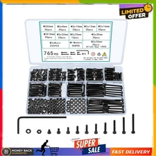 765 Pcs M3 Screws Bolts and Nuts Assortment Kit, Small Hex Socket Head Cap