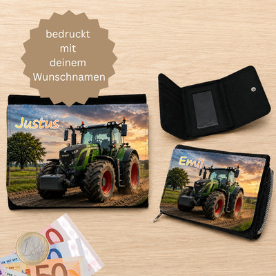 Personalisierte Kinder-Geldbörse Fendt Traktor   Geldbeutel mit Wunschname