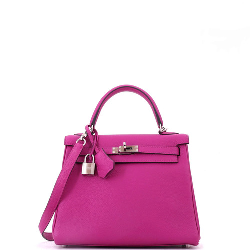 Hermes Kelly Handbag Pink Togo with Palladium Hardware 25