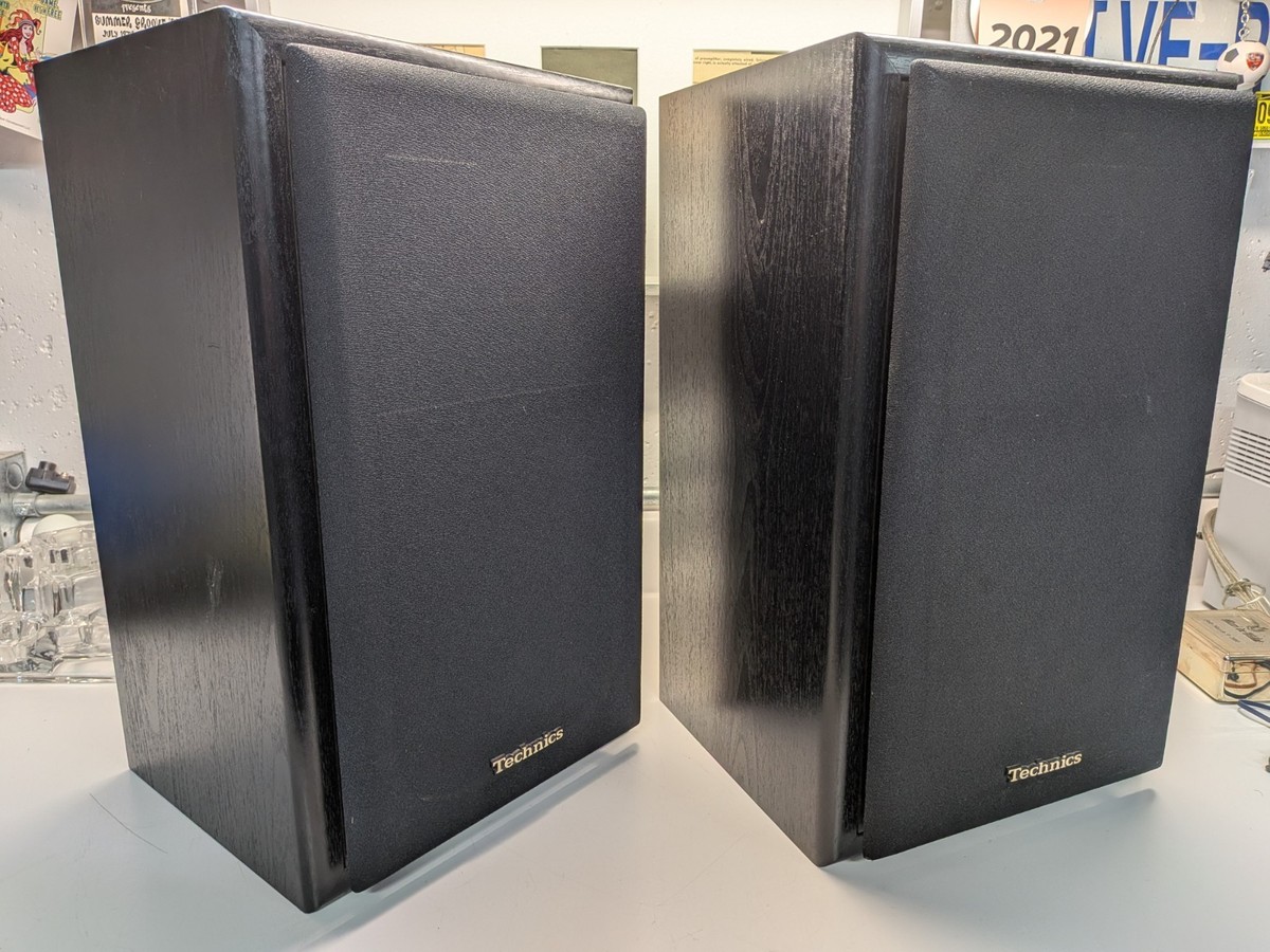 Vintage Technics SB-CS50 Mirrored Bookshelf Speakers RARE Monitors