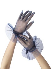 Women's Ruffles Tea Party Mesh Tulle Gloves Christmas Evening Short Gloves We...