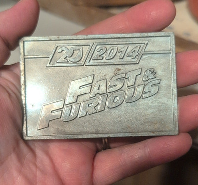 Fast & Furious Movie Logo Silver Tone Metal Plate Belt Buckle Fits 2 in Belt