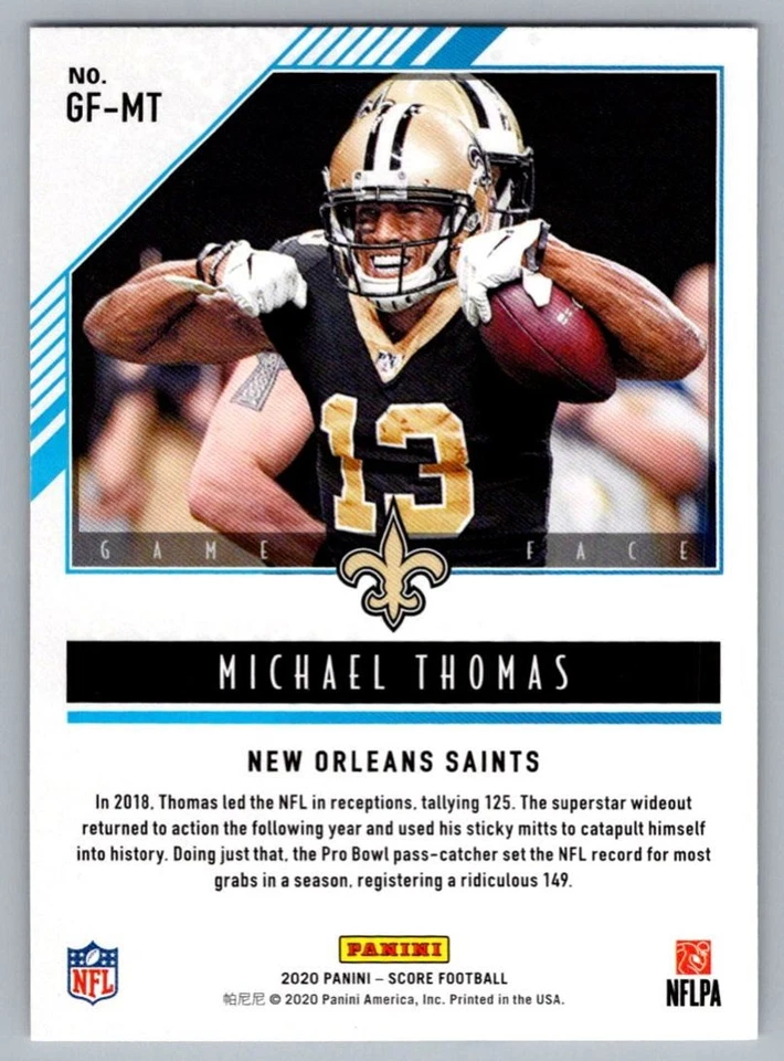2020 Score Game Face Red Michael Thomas New Orleans Saints #GF-MT - Image 2 of 2