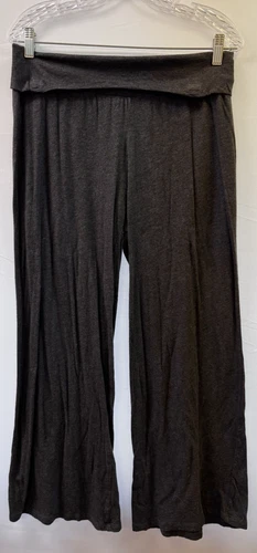 OLD NAVY WOMENS MEDIUM PETITES DARK GREY WIDE LEG FOLD OVER WAIST LOUNGE PANTS