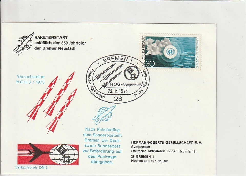 ALLEMAGNE CARTE PHILATELIQUE ESPACE 23.6.1973 BON ETAT - Photo 1/1