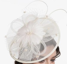 Cizoe Kentucky Derby Hat With Hair Clip Beige 