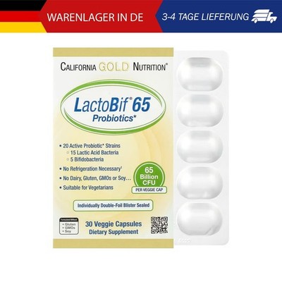 California Gold Nutrition, LactoBif  65 Probiotics, Probiotika, 30 pflanzliche K