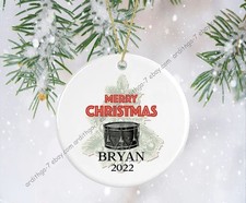 Snare Drum Christmas Ornament, Personalized Christmas Ornament, Drummer Gift,...