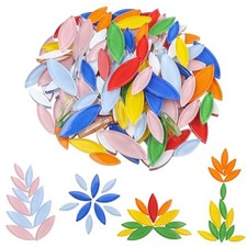 Youway Style 1LB Petal Mosaic Tiles for Crafts Bulk,Multicolor Glass Mosaic
