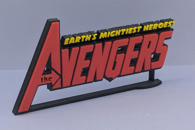 Avengers: earths mightiest heroes - 3D printed logo, desk or wall, 200mm wide