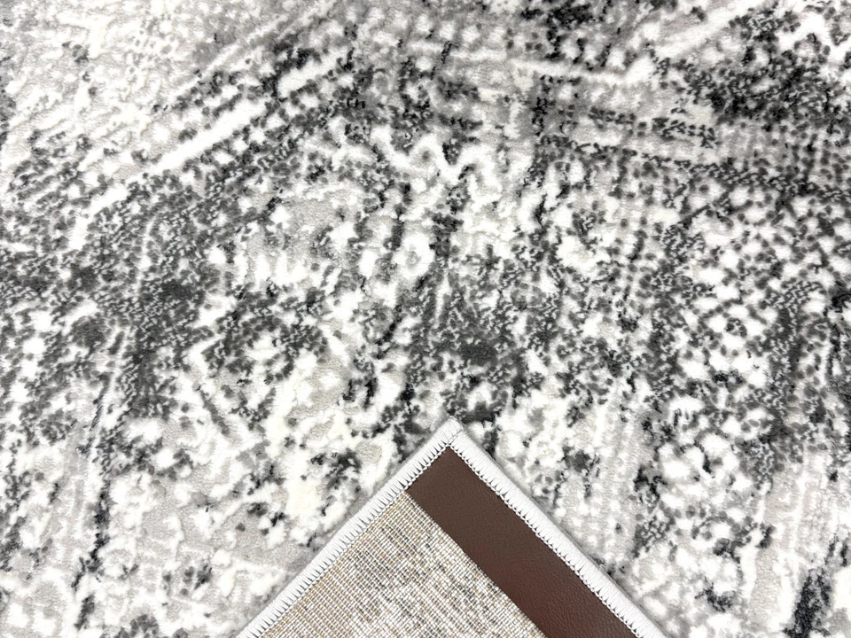 Modern Vintage Boho Area Rug Shiny High Low Pile Transitional Rug Living Room - Image 4 of 4