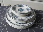 17 PIECE MIXED SET VINTAGE MASON'S FRUIT BASKET BLUE MULTI IRONSTONE