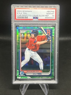 #ad #ad 2024 Bowman 1st Chrome #BCP 48 Kyle Teel Lunar Crater Glow Refractor PSA 10 Card $39.99