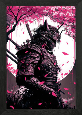 Samurai Kirschblüte gerahmtes Wandbild Poster Leinwanddruck Bild