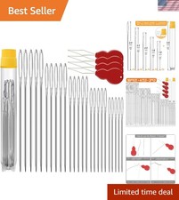 Beautifully Packaged 50 Sewing Needles - Includes Threaders for Easy Use