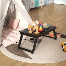 Image of Bamboo Laptop Lap Tray with Adjustable Legs and Storage Drawer