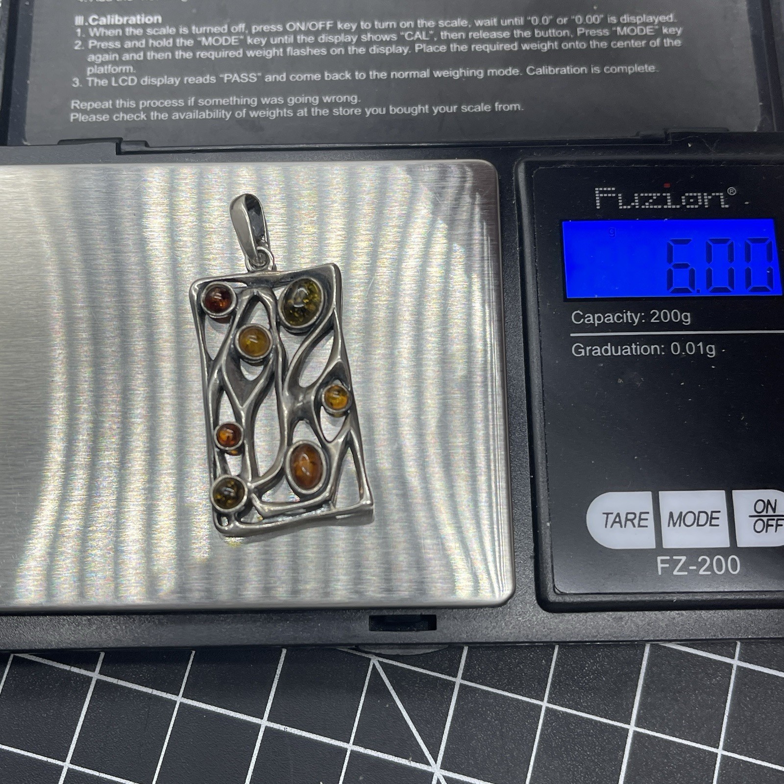 Multicolor Genuine Amber Rectangular Pendant 925 … - image 4