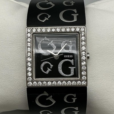 Guess women’s  Black Watch with Silver Crystal Bezel EXCELLENT CONDITION Guess Women Watch 26mm Black Dial G Logo Crystal Bezel  main image 2
