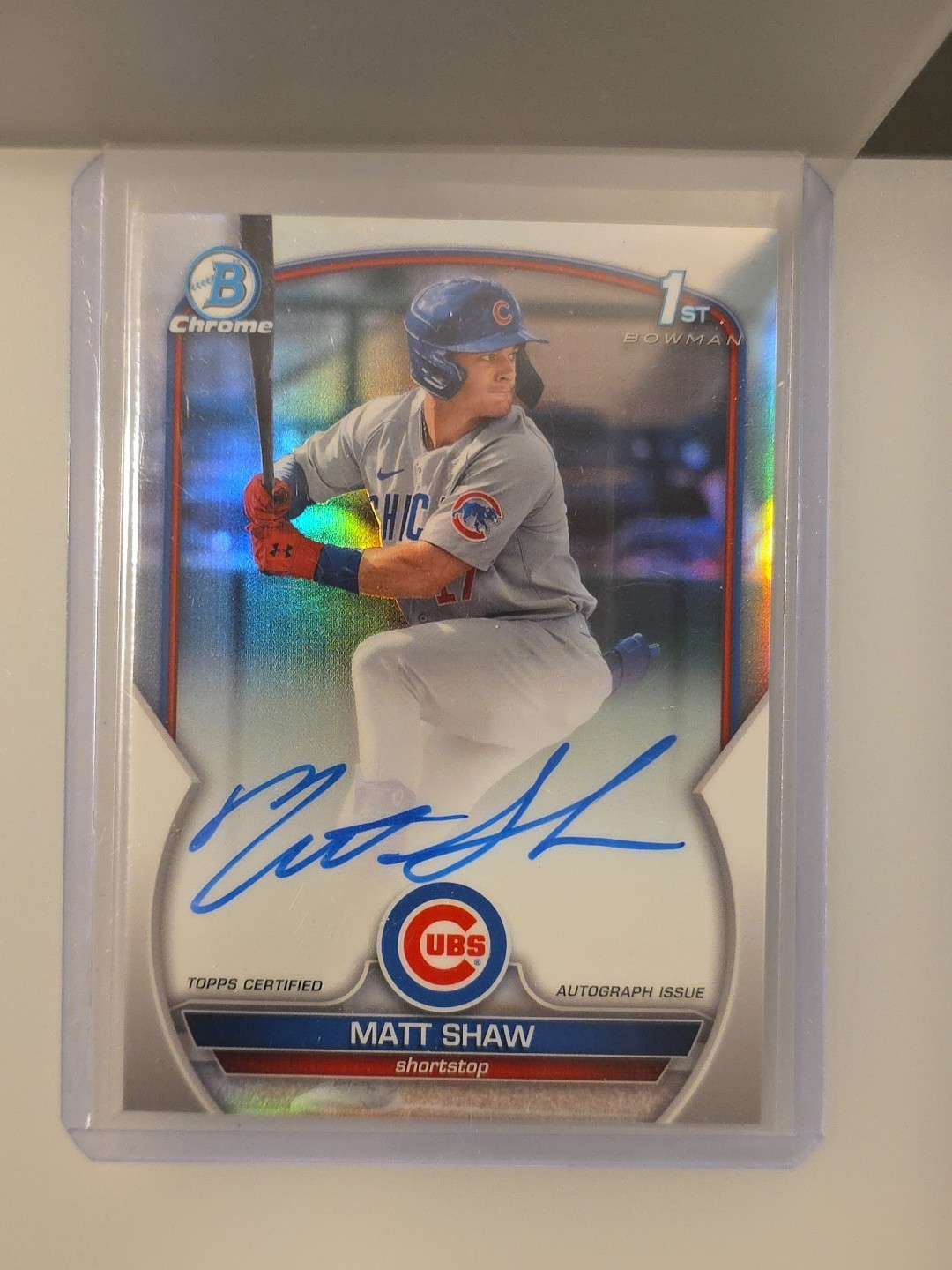 2023 Bowman Draft - Chrome Prospect Autographs Matt Shaw #CDA-MS Refractor /499