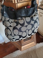 Coach F14709 Signature Jacquard Tote Bag - Black and Grey w/ Shoulder Strap
