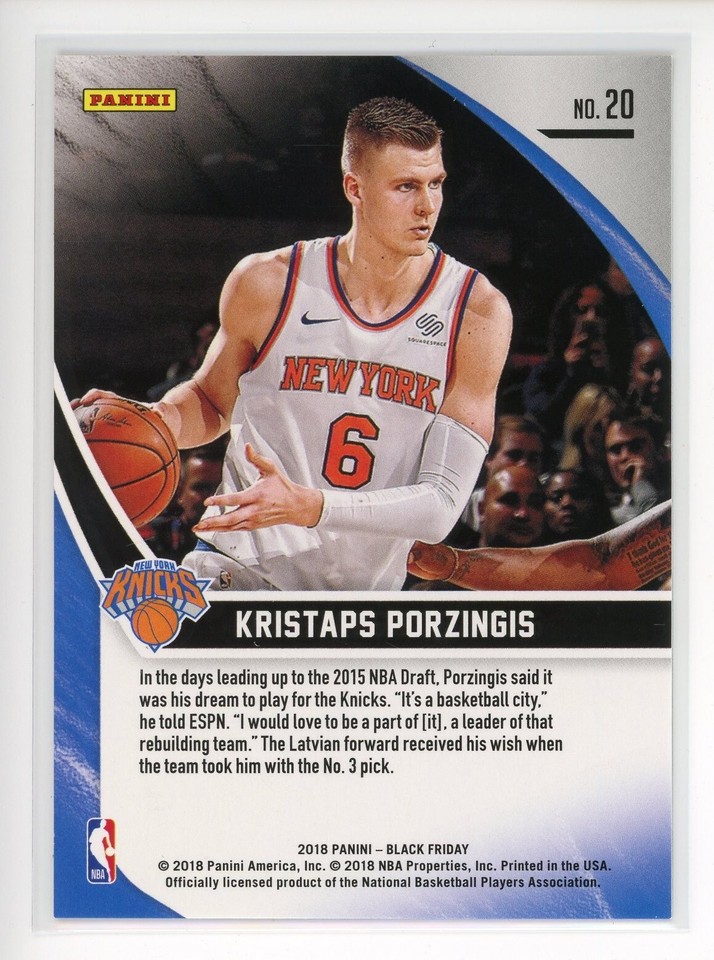 2018 Panini Black Friday Cracked Ice 20 Kristaps Porzingis Knicks 25/