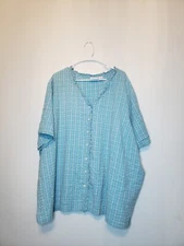 CST Sport Womens Plus Sz 5X Blouse Short Sleeve Button Front Multicolor V Neck