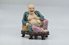 Antique Chinese potcelain , bisque happy Buddha statue, 7 inches