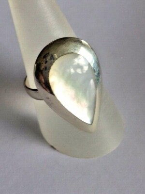 Bague En Argent 925 Avec Nacre Blanche (abalone) - Taille 60 - Style épuré - Neuve Avec étiquettes