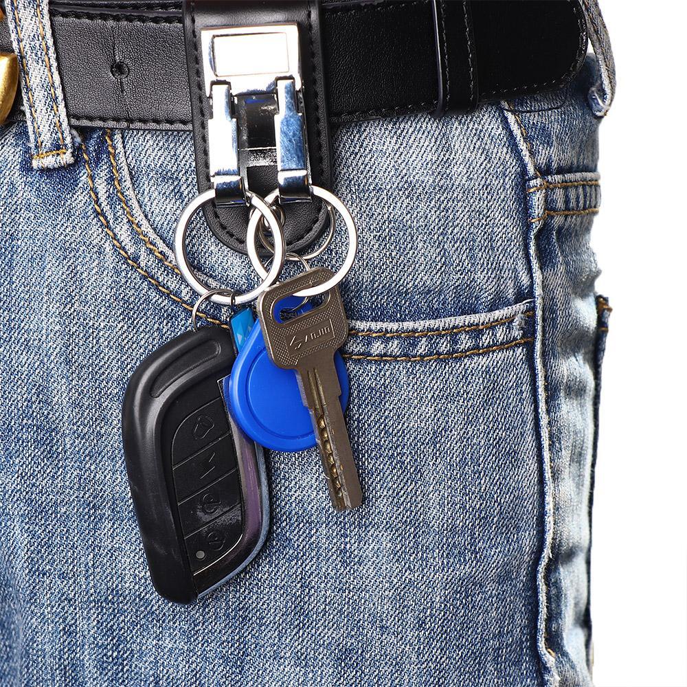 Detachable Leather Belt Clip with Key Ring Holder and 2 Loops-image