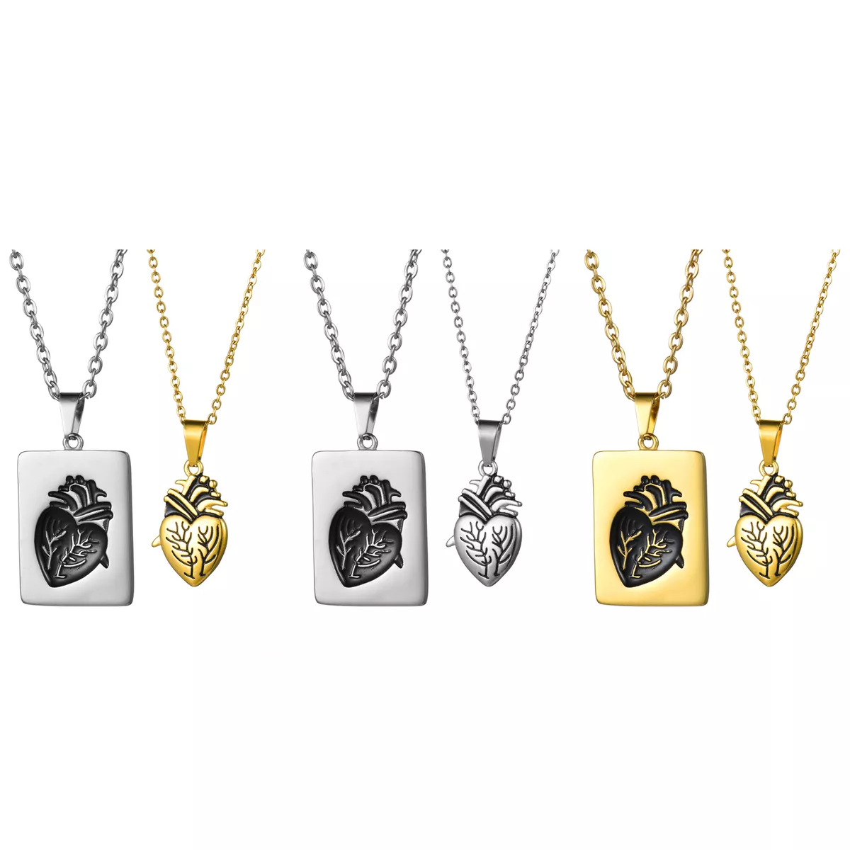 Couples dog tag and heart necklace store