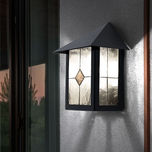 Wandleuchte Außenlampe Wandlampe Hauswandleuchte IP44 Glas Tiffany H 32,5 cm - Bild 5 von 9