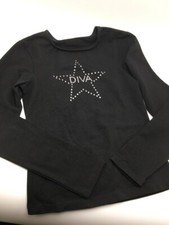 Reflections women long sleeve tee shirt Diva star black cotton lycra MED LG 8-12