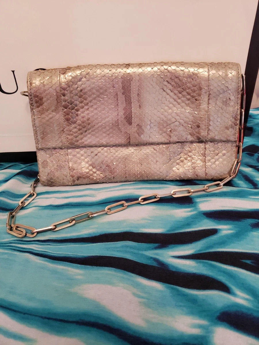 Gucci Tom Ford RARE RUNWAY Python Snakeskin Shoulder Clutch bag Silver  STUNNING!