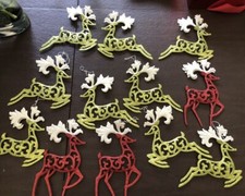 GLITTER LEAPING REINDEER CHRISTMAS TREE ORNAMENTS