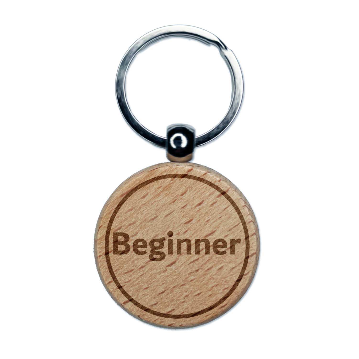 Beginner Difficulty Engraved Wood Round Keychain Tag Charm