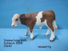Schleich 13642 Fleckvieh-Kalb – Detailgetreue Bauernhof-Figur, Ca. 7,2 X 3,5 X 4,8 Cm Groß