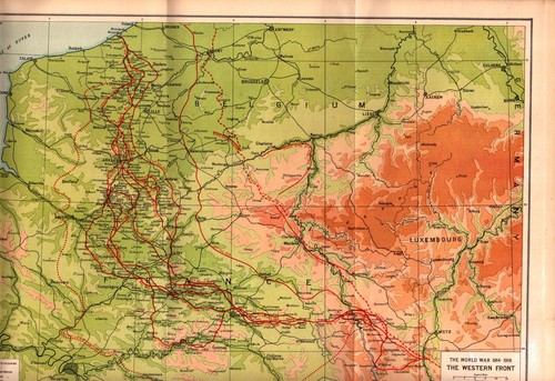 "THE WESTERN FRONT" WWI, FRANCE, LUXEMBOURG, BELGIUM Antique original map c1920 - Picture 7 of 8